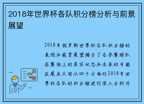 2018年世界杯各队积分榜分析与前景展望